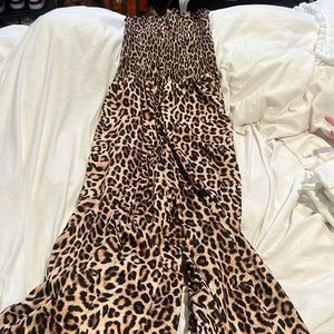 Cheetah print strapless jumpsuit